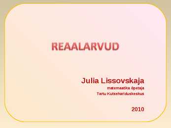 Reaalarvud- slaidid-
