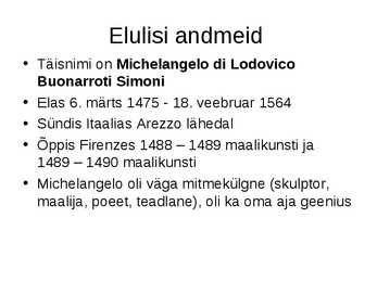 Michelangelo Buonarroti - esitlus #2