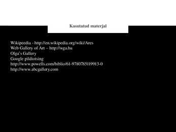 Antiikjumalad ja nende kujutamine kunstis - Ares #8