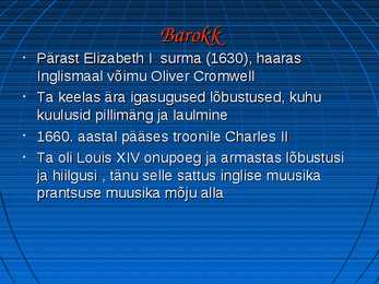 Barokk muusika Inglismaal #2