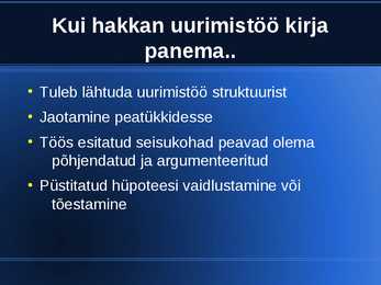 UURIMISTÖÖ alused #13