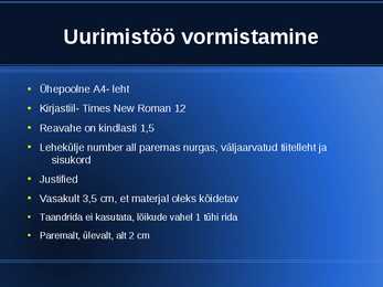 UURIMISTÖÖ alused #16