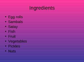 National food presentation - Rijsttafel #3