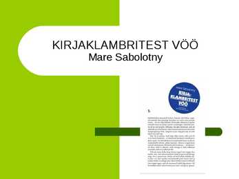 Kirjaklambritest vöö põhjalik esitlus