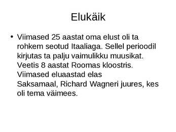 Ferenc Liszt elulugu #7