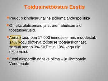 Toiduainetööstus - geograafia #8