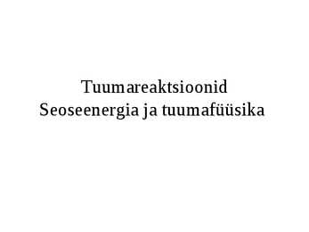 Tuumareaktsioonid