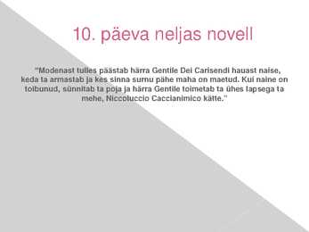 10-päeva neljas novell Teosest-Dekameron #2