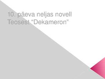 10-päeva neljas novell Teosest-Dekameron