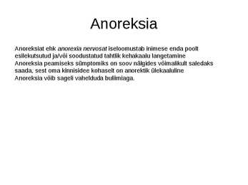 Tervislik toitumine ja toitumishäired #12
