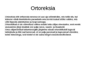 Tervislik toitumine ja toitumishäired #18