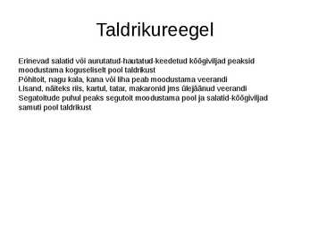Tervislik toitumine ja toitumishäired #6