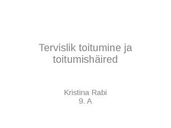 Tervislik toitumine ja toitumishäired