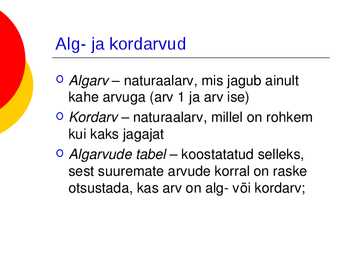 Algarvud ja kordarvud powerpoint i esitlus #4