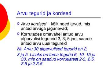 Algarvud ja kordarvud powerpoint i esitlus #6