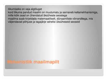 Mehhaanilise maailmapildi tunnusjooni- slaidid- #9