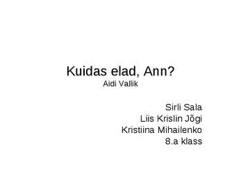 Raamatu-Kuidas elad-Ann- esitlus