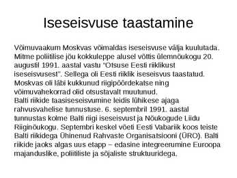 Eesti Vabariigi taastamine #10