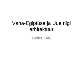Vana-Egiptuse ja Uue riigi arhitektuur