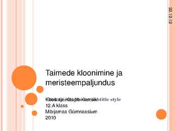 Taimede kloonimine ja meristeempaljundus