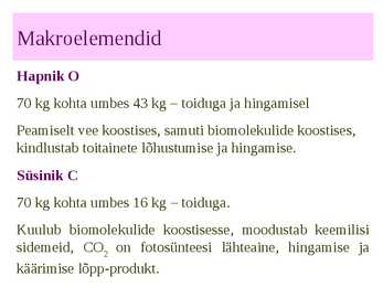 Organismi keemiline koostis - slideshow #3