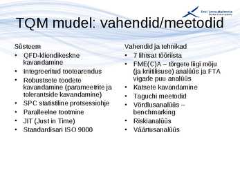 Kvaliteedijuhtimise aluste konspekt #114