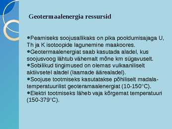 Hüdroenergia ja geotermiline energia #11