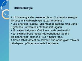 Hüdroenergia ja geotermiline energia #3