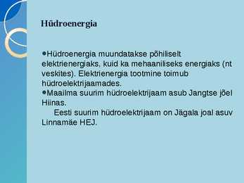 Hüdroenergia ja geotermiline energia #4