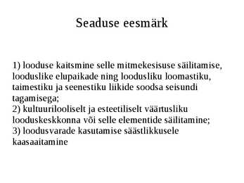 Looduskaitseseadus #2