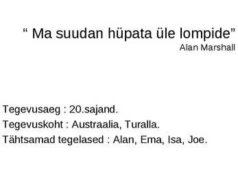 Ma suudan hüpata üle lompide