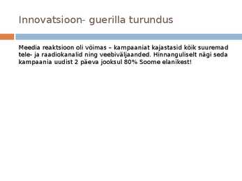 Innovatsioon turunduses #13