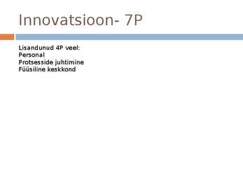 Innovatsioon turunduses #5