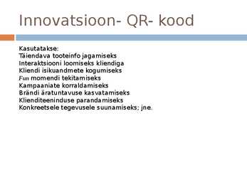 Innovatsioon turunduses #8