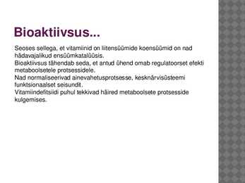 Vitamiinide mõju ainevahetusele #2