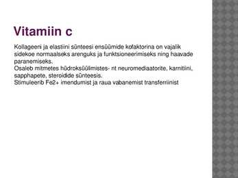 Vitamiinide mõju ainevahetusele #8