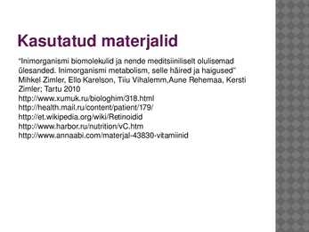 Vitamiinide mõju ainevahetusele #10