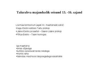Talurahva majanduslik seisund 13--16-sajand