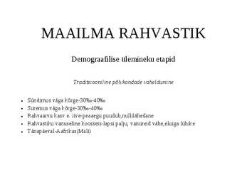 Maailma rahvastik ja demograafiline plahvatus #2