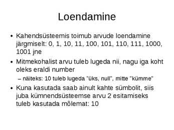 Kahendsüsteemi powerpoint esitlus #3