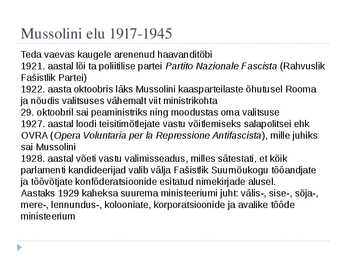 Põhjalik Powerpoint esitlus Benito Mussolinist #6