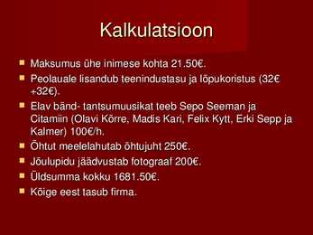 Vastuvõtu planeerimine #5