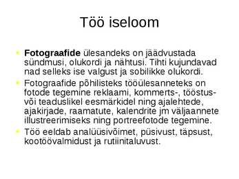 Fotograafi töö iseloomustus #2