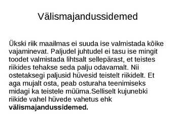 Välismajandussidemed #2