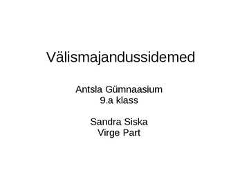 Välismajandussidemed