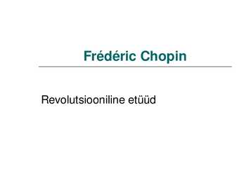 Frédéric Chopin - Powerpoint esitlus