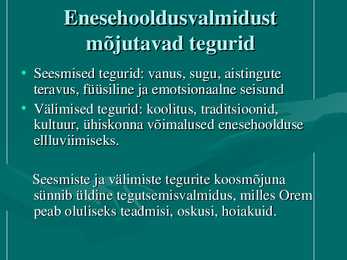 D-Orem i enesehoolduseteooria #14