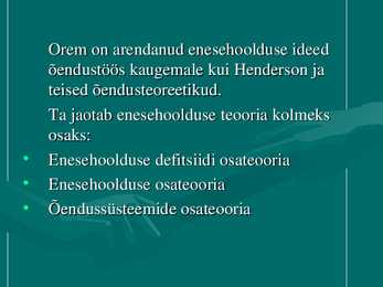 D-Orem i enesehoolduseteooria #7