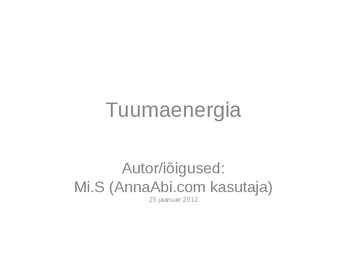 TUUMAENERGIA PPT
