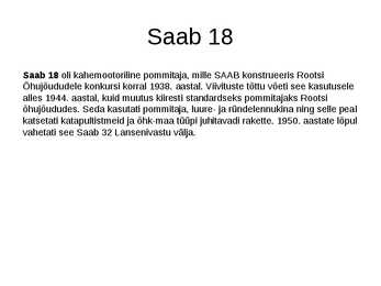 Lennukid ja nende tehnilised näitajad #3